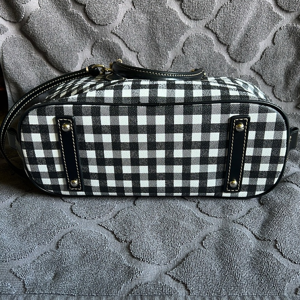 Dooney & Bourke Black & White Plaid Coated Cotton Zip Zip Satchel - Picture 3 of 15